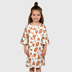 Платье клеш для девочки Кусочки пиццы - паттерн на белом, цвет: 3D-принт — фото 2