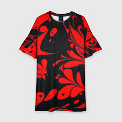 Платье клеш для девочки Красно-черный узор, цвет: 3D-принт