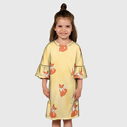 Платье клеш для девочки Наблюдательные лисята, цвет: 3D-принт — фото 2