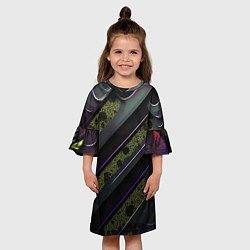 Платье клеш для девочки Фиолетовые и зеленые вставки, цвет: 3D-принт — фото 2