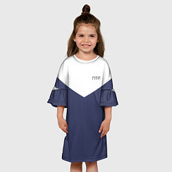 Платье клеш для девочки FIRM бело-синий, цвет: 3D-принт — фото 2