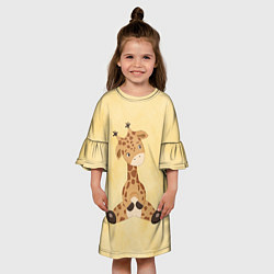 Платье клеш для девочки Малыш жираф, цвет: 3D-принт — фото 2