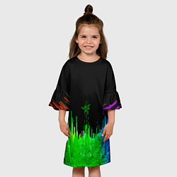 Платье клеш для девочки Геометрическая музыкальная волна, цвет: 3D-принт — фото 2
