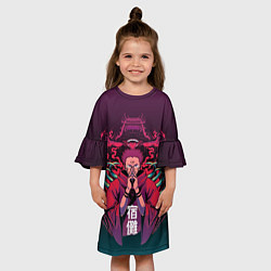Платье клеш для девочки Магическая битва Сукуна и монстр, цвет: 3D-принт — фото 2