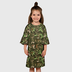 Платье клеш для девочки Олени и дубовые листья - камуфляж, цвет: 3D-принт — фото 2