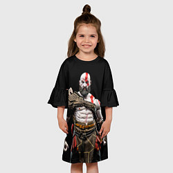 Платье клеш для девочки Боевой Кратос, цвет: 3D-принт — фото 2