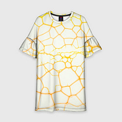 Платье клеш для девочки Жёлтые разломы, цвет: 3D-принт