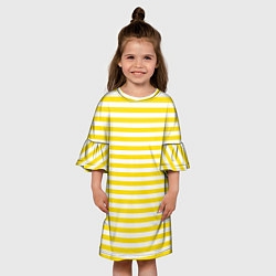 Платье клеш для девочки Светло-желтые полосы, цвет: 3D-принт — фото 2