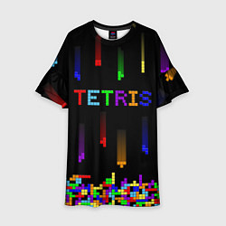 Платье клеш для девочки Falling blocks tetris, цвет: 3D-принт
