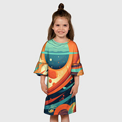 Платье клеш для девочки Абстрактный космический пейзаж: арт нейросети, цвет: 3D-принт — фото 2