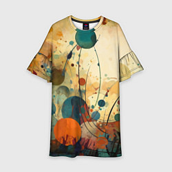 Платье клеш для девочки Абстрактная гранжевая композиция с пятнами: арт не, цвет: 3D-принт
