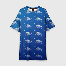 Платье клеш для девочки Subnautica паттерн с рыбками, цвет: 3D-принт