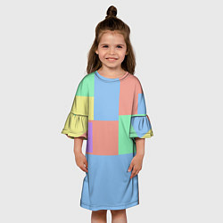 Платье клеш для девочки Разноцветные квадраты и прямоугольники, цвет: 3D-принт — фото 2