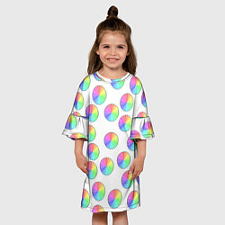Платье клеш для девочки Круги с линиями, спектр, цвет: 3D-принт — фото 2