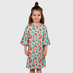 Платье клеш для девочки Летний паттерн с арбузами, цвет: 3D-принт — фото 2