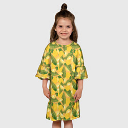Платье клеш для девочки Летний паттерн с ананасами, цвет: 3D-принт — фото 2