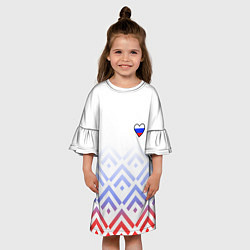 Платье клеш для девочки Сердечко россии - треугольники, цвет: 3D-принт — фото 2