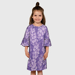 Платье клеш для девочки Цветы сирени, цвет: 3D-принт — фото 2