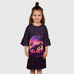 Платье клеш для девочки Retrowave Trex, цвет: 3D-принт — фото 2