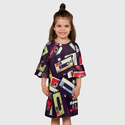 Платье клеш для девочки Кассета 90-е, цвет: 3D-принт — фото 2