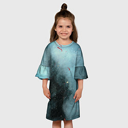 Платье клеш для девочки Синий дым и остатки красок, цвет: 3D-принт — фото 2
