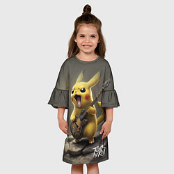 Платье клеш для девочки Pikachu rock, цвет: 3D-принт — фото 2