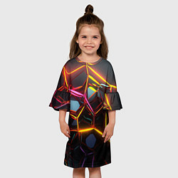 Платье клеш для девочки Неоновые трубки абстракция, цвет: 3D-принт — фото 2