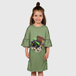 Платье клеш для девочки Farming Simulator - Изометрия, цвет: 3D-принт — фото 2