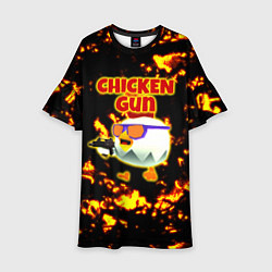 Платье клеш для девочки Chicken Gun на фоне огня, цвет: 3D-принт