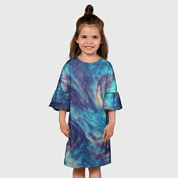 Платье клеш для девочки Путеводная звезда в космосе, цвет: 3D-принт — фото 2