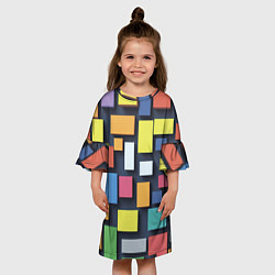Платье клеш для девочки Тетрис цветные кубики, цвет: 3D-принт — фото 2