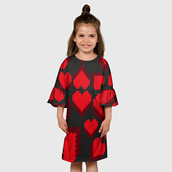 Платье клеш для девочки Pixel hearts, цвет: 3D-принт — фото 2