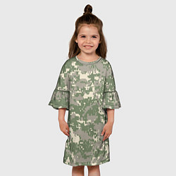 Платье клеш для девочки Зелено - серый камуфляж, цвет: 3D-принт — фото 2
