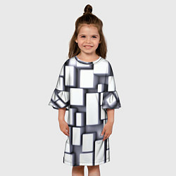 Платье клеш для девочки Объемные белые плиты, цвет: 3D-принт — фото 2