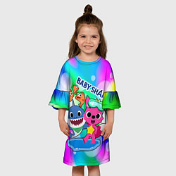 Платье клеш для девочки Baby Shark in bubbles, цвет: 3D-принт — фото 2