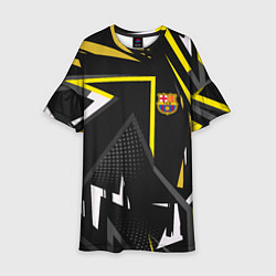 Платье клеш для девочки ФК Барселона эмблема, цвет: 3D-принт