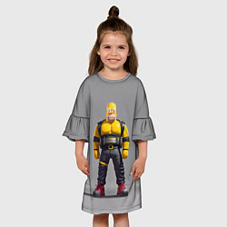 Платье клеш для девочки Homer Simpson - ninja - neural network, цвет: 3D-принт — фото 2