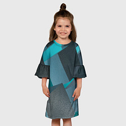 Платье клеш для девочки Абстрактные ребристые кубы, цвет: 3D-принт — фото 2