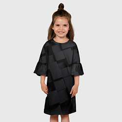 Платье клеш для девочки Чёрные геометрические блоки, цвет: 3D-принт — фото 2