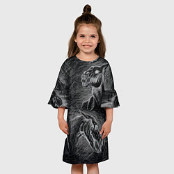 Платье клеш для девочки Черепа коней - эскиз, цвет: 3D-принт — фото 2