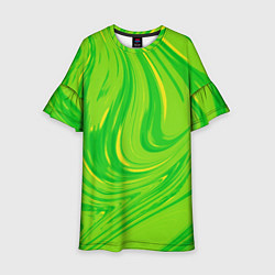 Платье клеш для девочки Насыщенный зеленый абстракция, цвет: 3D-принт