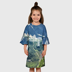 Платье клеш для девочки Пеший поход по русским горам, цвет: 3D-принт — фото 2