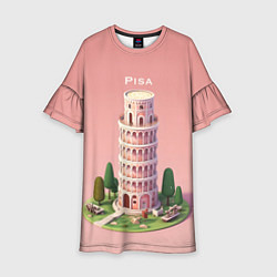 Платье клеш для девочки Pisa Isometric, цвет: 3D-принт