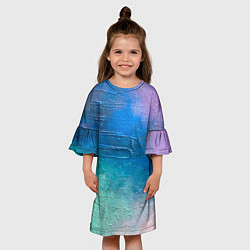 Платье клеш для девочки Пудра и голубые краски, цвет: 3D-принт — фото 2