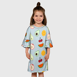 Платье клеш для девочки Фруктики, цвет: 3D-принт — фото 2