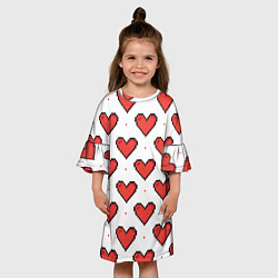 Платье клеш для девочки Pixel heart, цвет: 3D-принт — фото 2