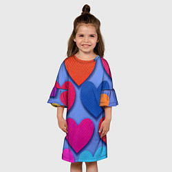 Платье клеш для девочки Паттерн сердечки, цвет: 3D-принт — фото 2