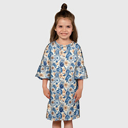 Платье клеш для девочки Морской компас, цвет: 3D-принт — фото 2