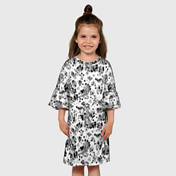 Платье клеш для девочки Черно серый кофетти на белом фоне, цвет: 3D-принт — фото 2