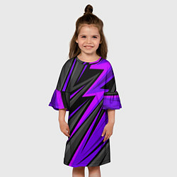 Платье клеш для девочки Спорт униформа - пурпурный, цвет: 3D-принт — фото 2